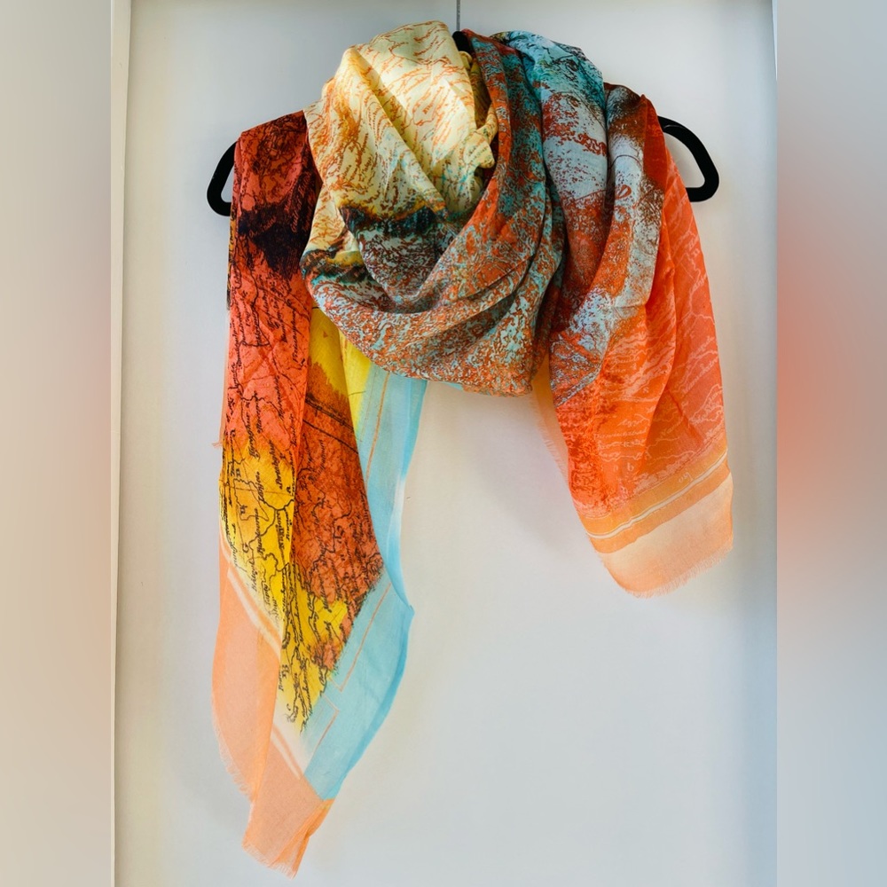 TILO Scarves Cotton Modal Maps Print Scarf. Luxe casual great gift! NWT 🎁